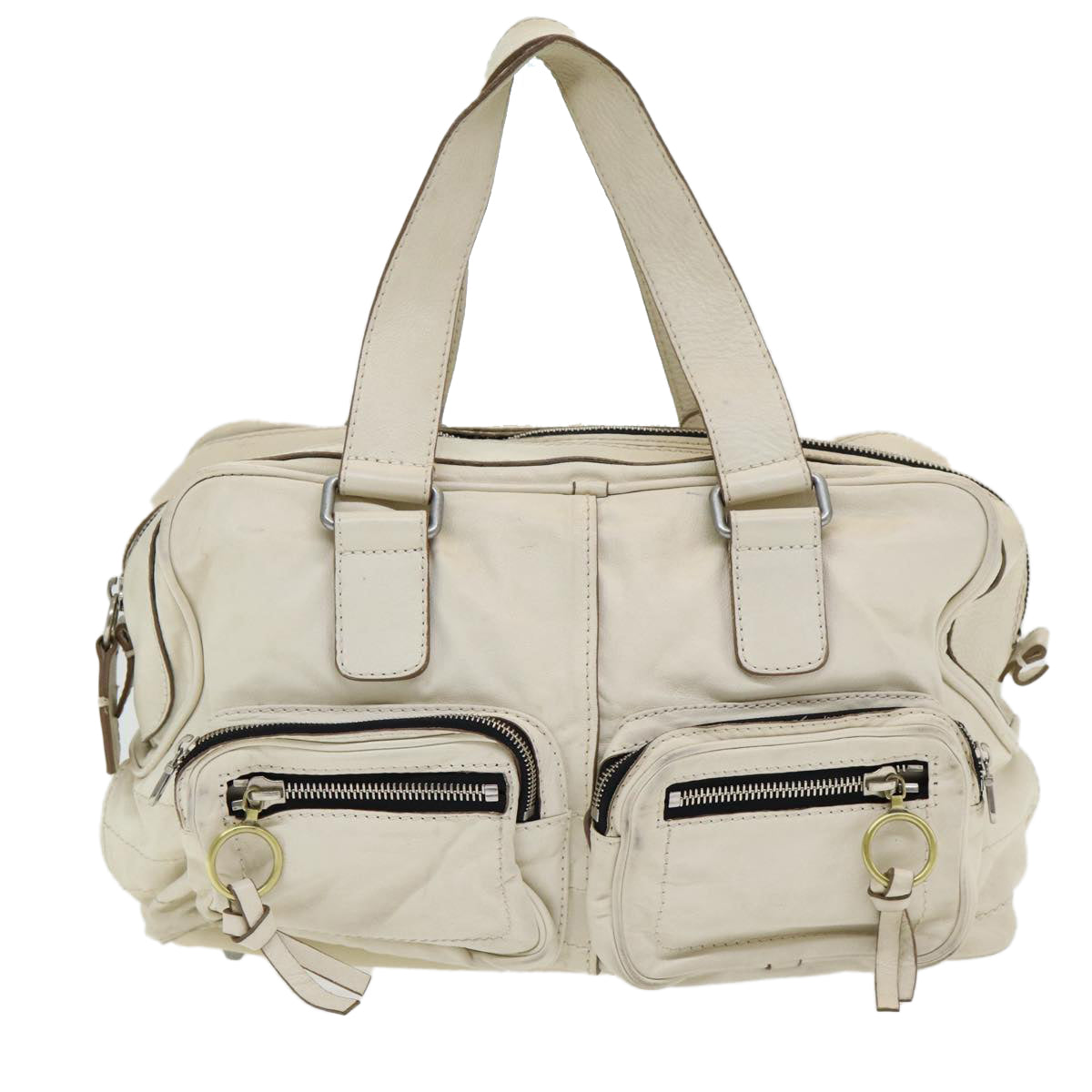 Chloe Hand Bag Leather White Auth bs16705