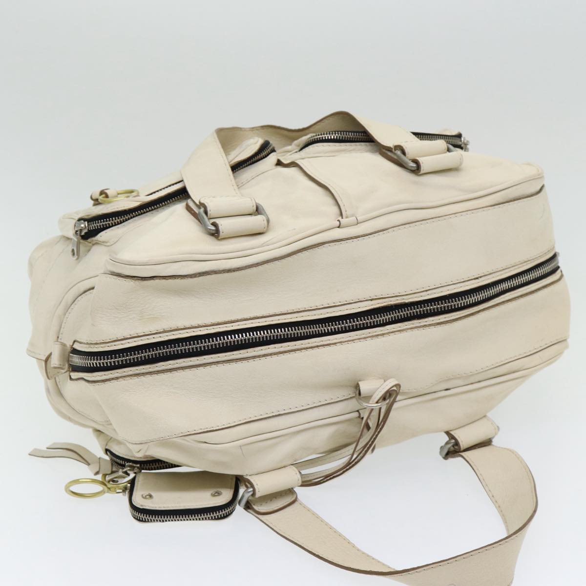 Chloe Hand Bag Leather White Auth bs16705