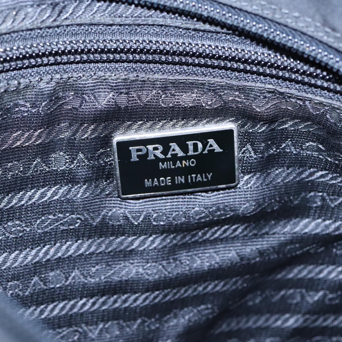 PRADA Shoulder Bag Nylon Black Silver Auth bs16713