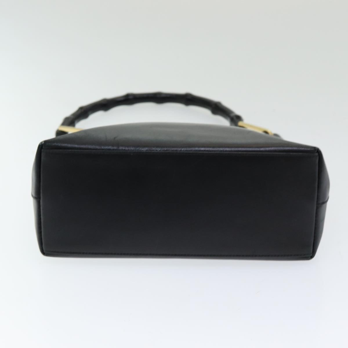 GUCCI Bamboo Hand Bag Leather Black Auth bs16714