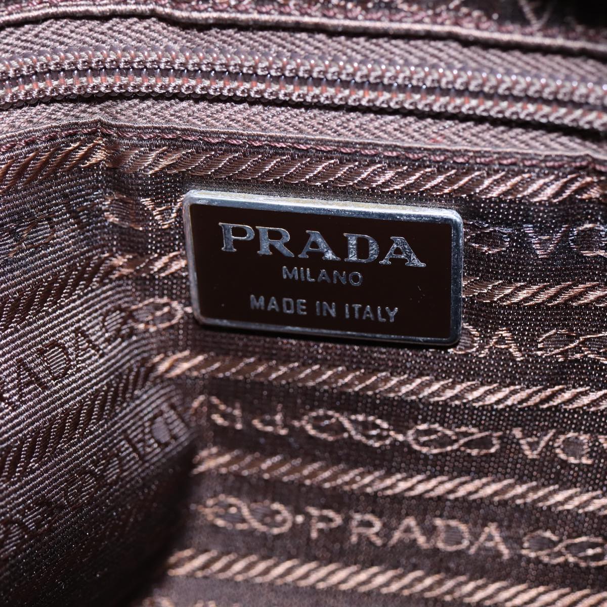 PRADA Shoulder Bag Nylon Khaki Silver Auth bs16719