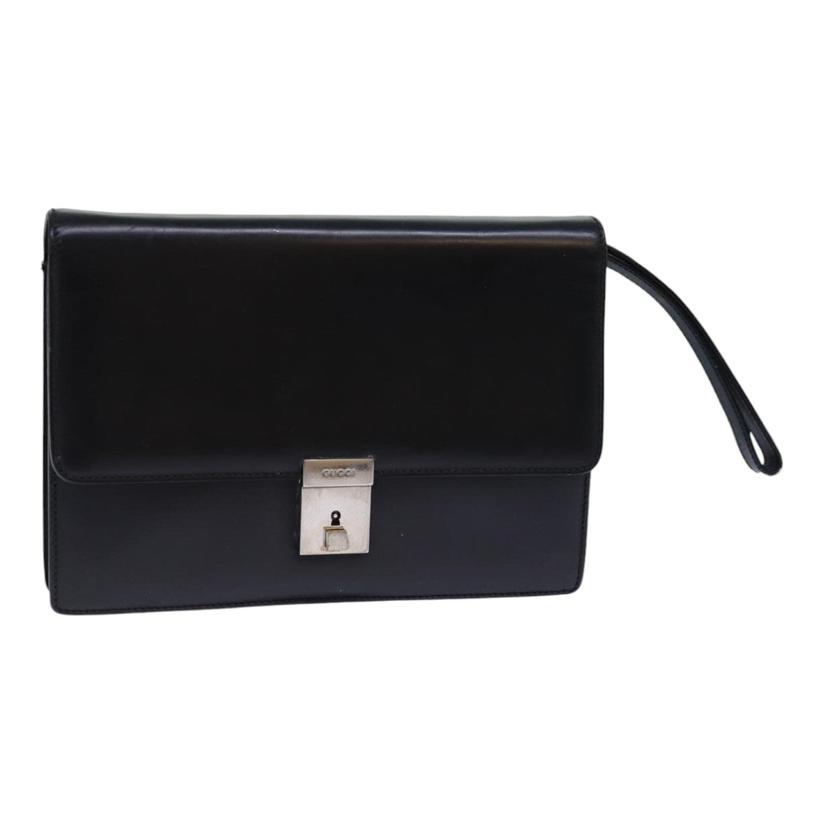 GUCCI Clutch Bag Leather Black Auth bs16721