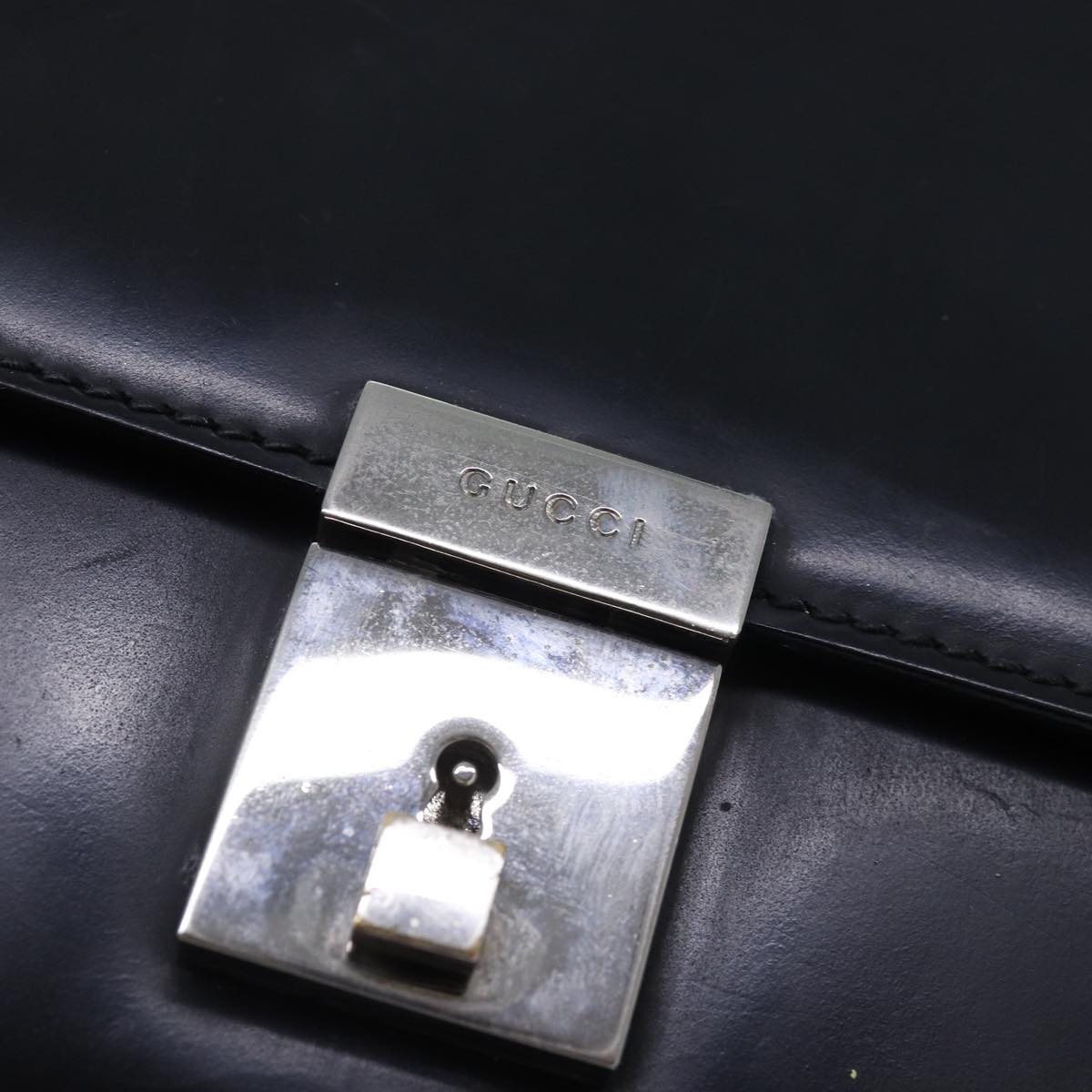 GUCCI Clutch Bag Leather Black Auth bs16721