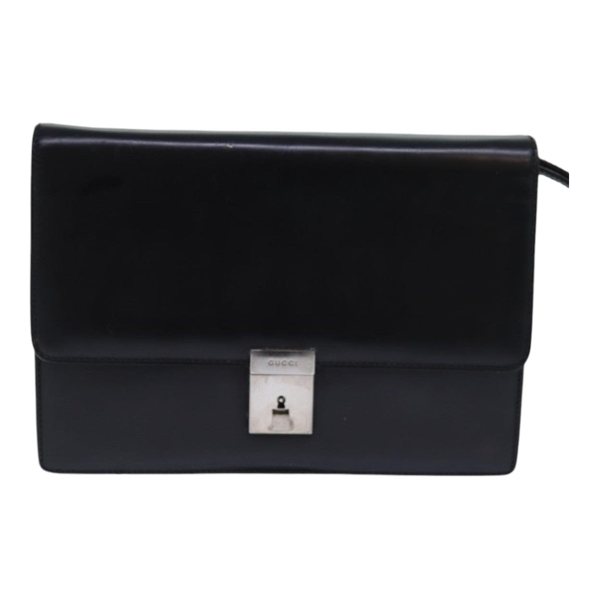 GUCCI Clutch Bag Leather Black Auth bs16721