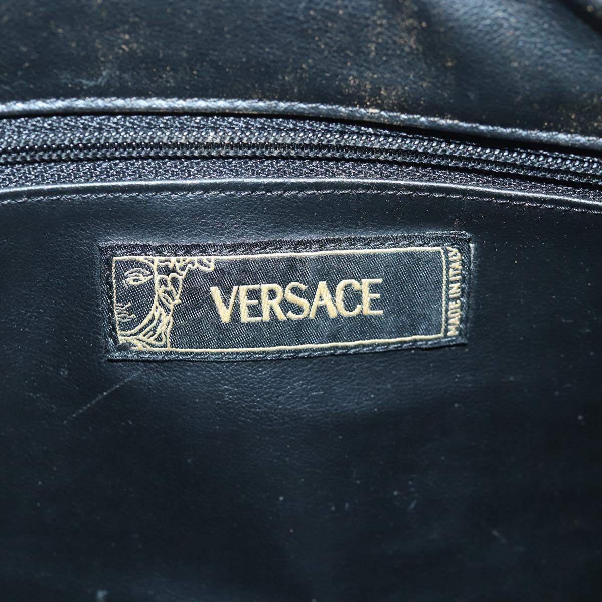 Gianni Versace Clutch Bag Leather Black Auth bs16724