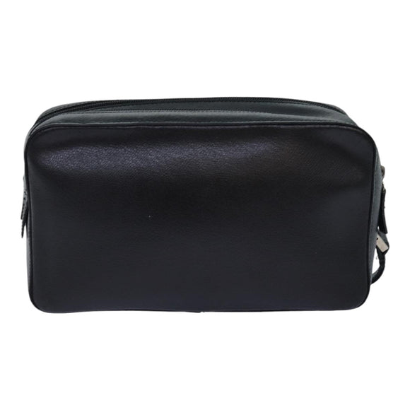 Gianni Versace Clutch Bag Leather Black Auth bs16724