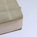 CHANEL Choco Bar Chain Hand Bag Satin Beige Navy CC Auth bs16725-17