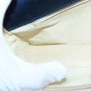 CHANEL Choco Bar Chain Hand Bag Satin Beige Navy CC Auth bs16725-21