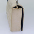 CHANEL Choco Bar Chain Hand Bag Satin Beige Navy CC Auth bs16725-3