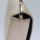 CHANEL Choco Bar Chain Hand Bag Satin Beige Navy CC Auth bs16725-4