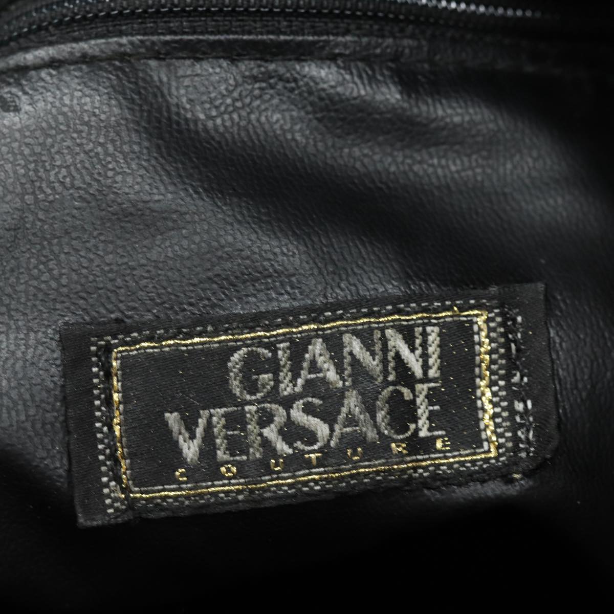 VERSACE Tote Bag Nylon Black Auth bs16730