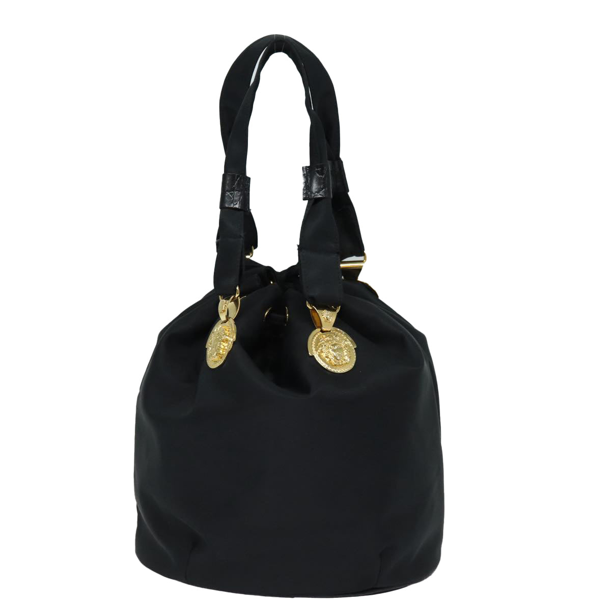 VERSACE Tote Bag Nylon Black Auth bs16730 - 0