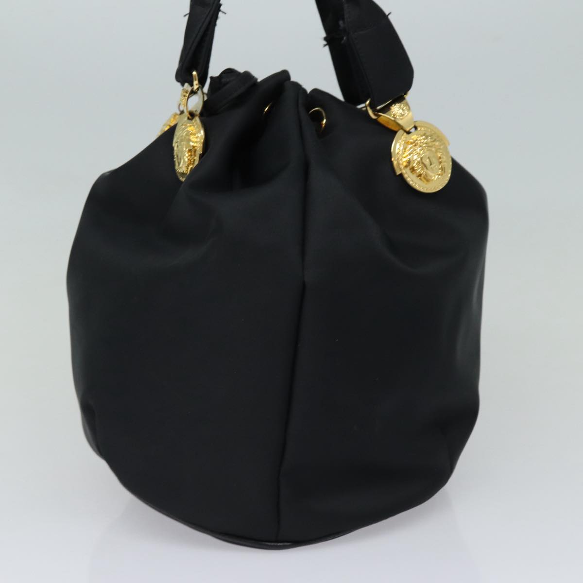 VERSACE Tote Bag Nylon Black Auth bs16730