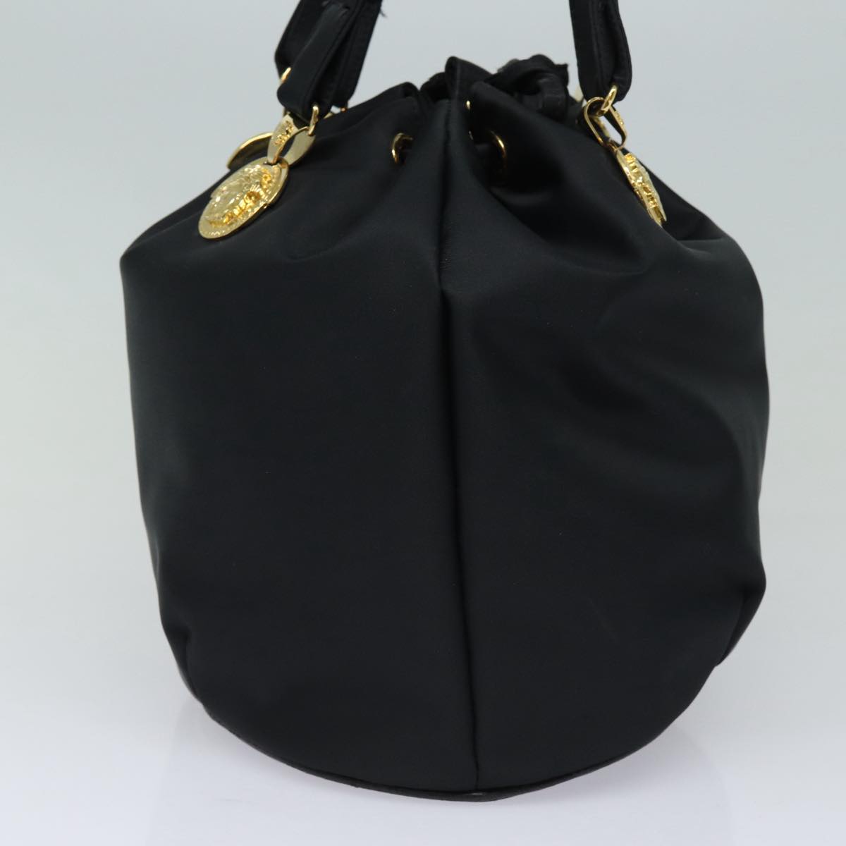 VERSACE Tote Bag Nylon Black Auth bs16730