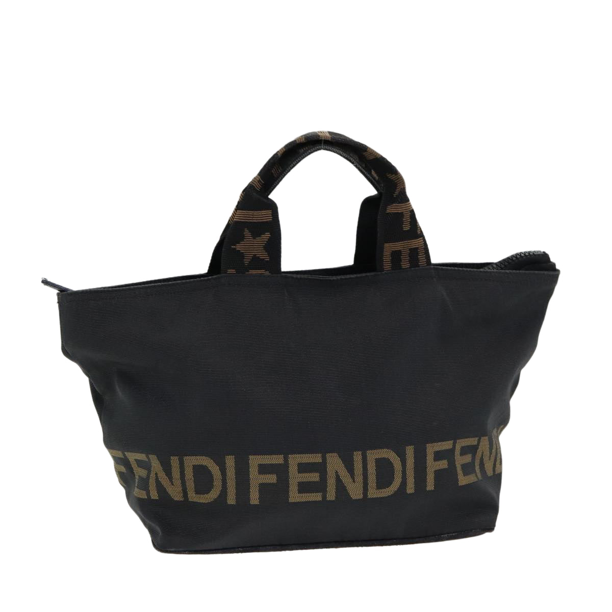 FENDI Hand Bag Nylon Black Silver Auth bs16735