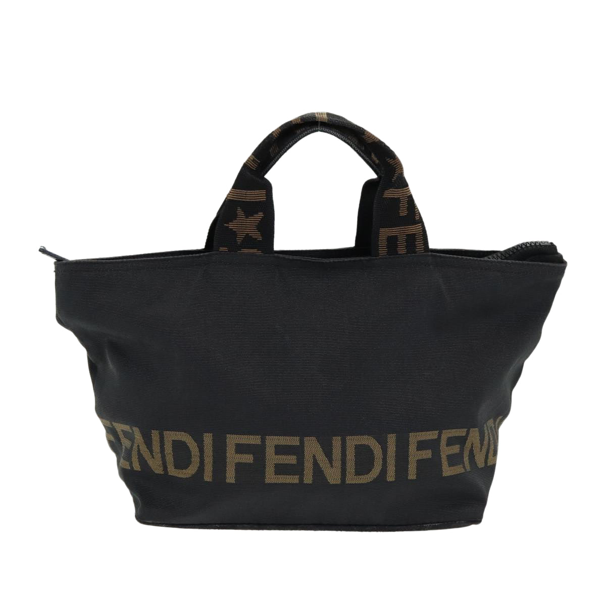 FENDI Hand Bag Nylon Black Silver Auth bs16735