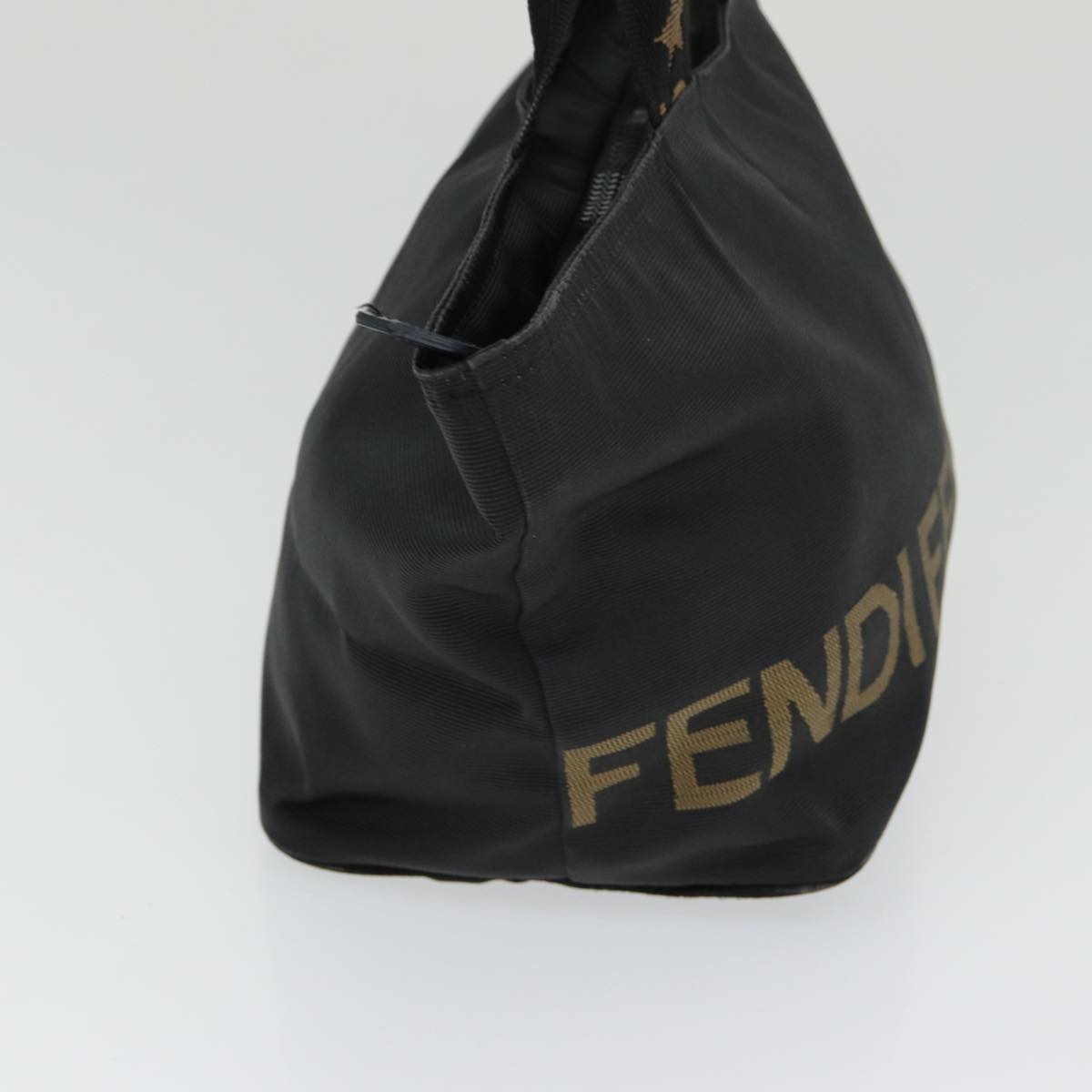 FENDI Hand Bag Nylon Black Silver Auth bs16735