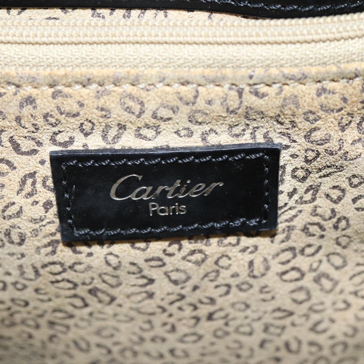 CARTIER PANTHERE Shoulder Bag Leather Black Auth bs16738