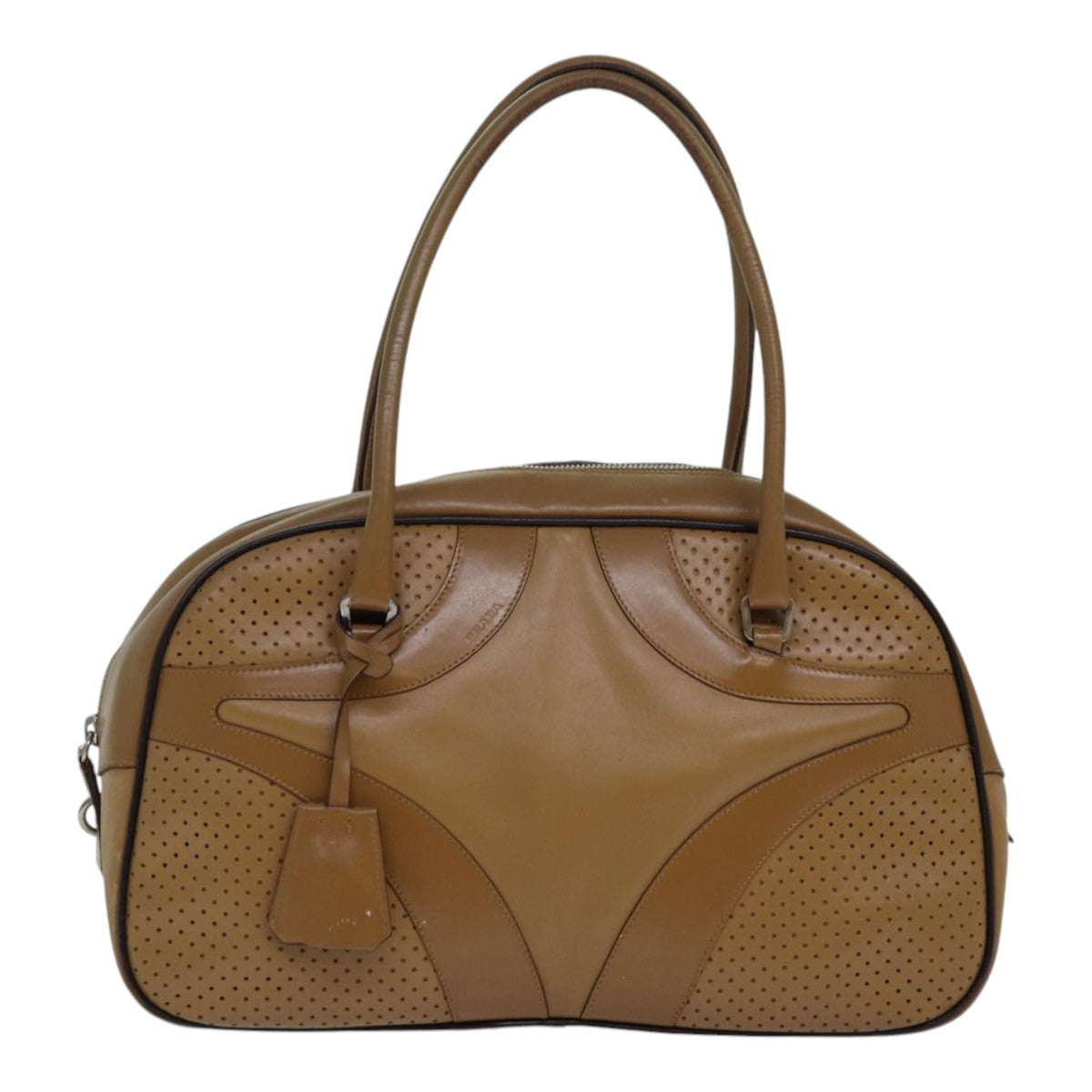 PRADA Hand Bag Leather Brown Auth bs16742