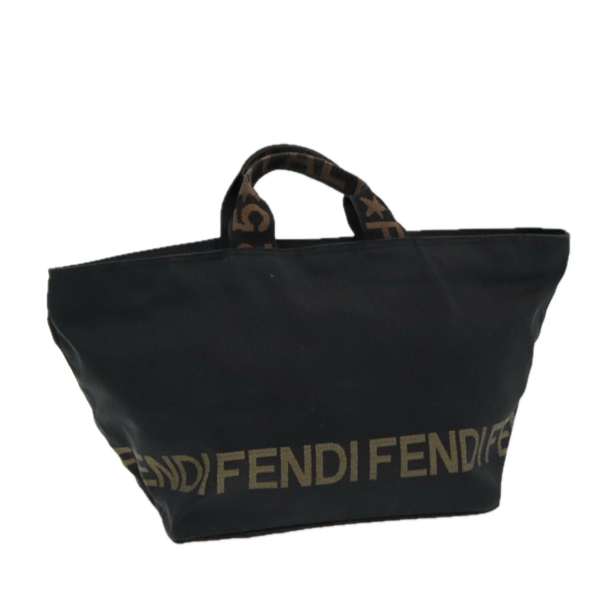 FENDI Hand Bag Nylon Black Silver Auth bs16743