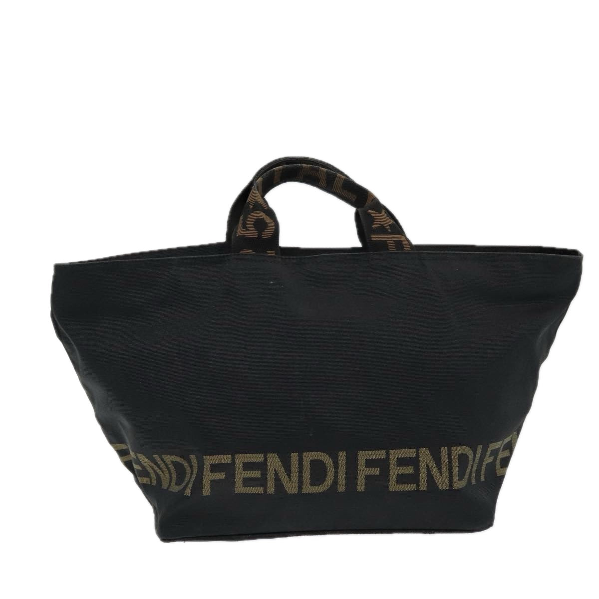 FENDI Hand Bag Nylon Black Silver Auth bs16743