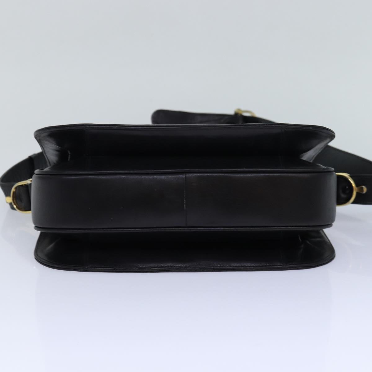 CELINE Horse Carriage Shoulder Bag Leather Black Auth bs16745