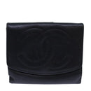 CHANEL COCO Mark Wallet Caviar Skin Black Gold CC Auth bs16751-13