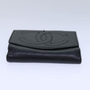 CHANEL COCO Mark Wallet Caviar Skin Black Gold CC Auth bs16751-6