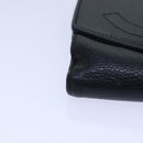 CHANEL COCO Mark Wallet Caviar Skin Black Gold CC Auth bs16751-7