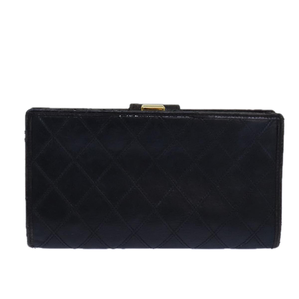 CHANEL Bicolore Wallet Lamb Skin Black Gold CC Auth bs16760 - 0