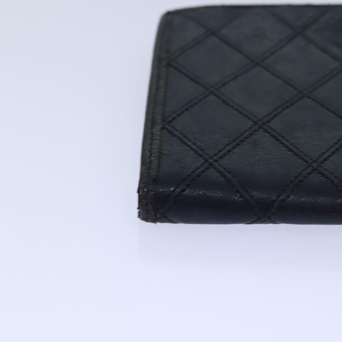 CHANEL Bicolore Wallet Lamb Skin Black Gold CC Auth bs16760