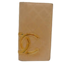 CHANEL Cambon Line Matelasse Long Wallet Leather Beige CC Auth bs16763-13