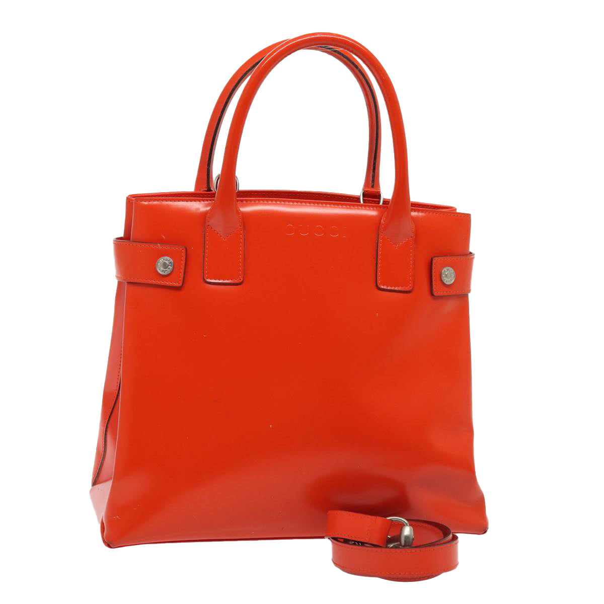 GUCCI Hand Bag Patent leather 2way Orange Auth bs16767