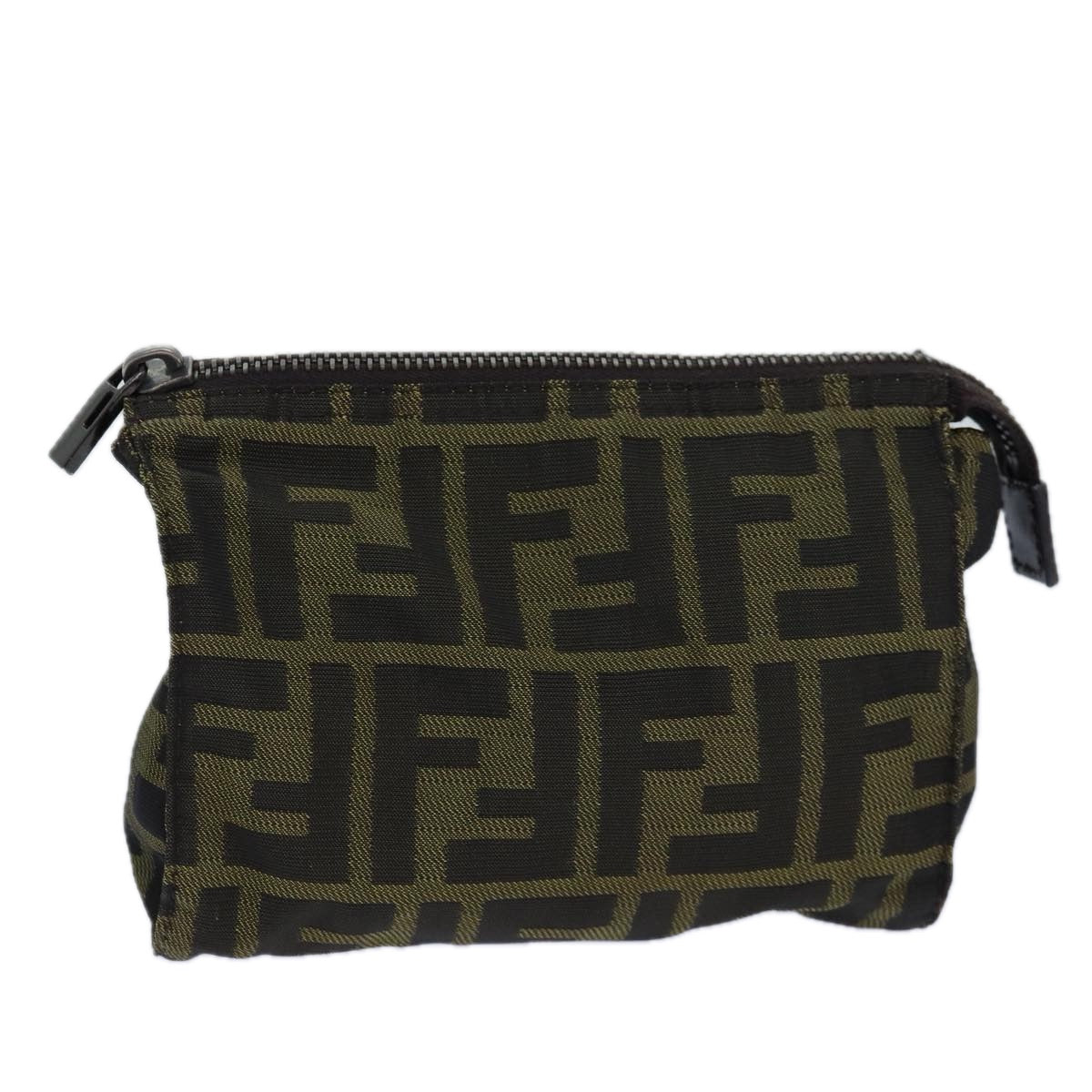 FENDI Zucca Canvas Pouch Brown Black Auth bs16772