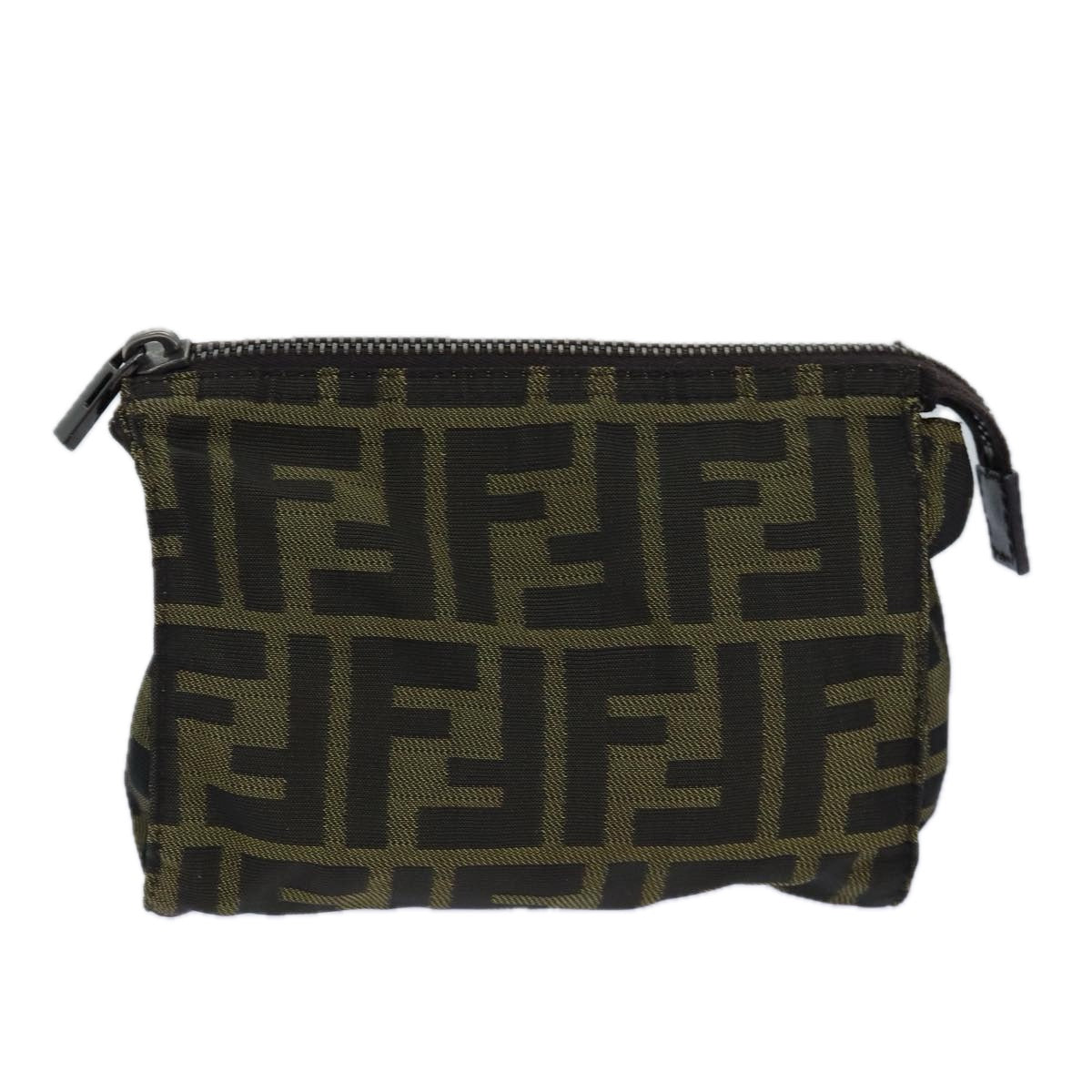 FENDI Zucca Canvas Pouch Brown Black Auth bs16772