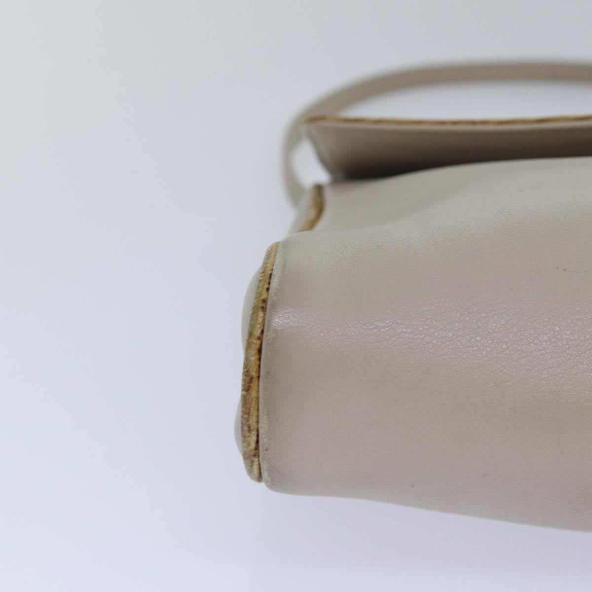 CELINE Hand Bag Leather Beige Auth bs16776