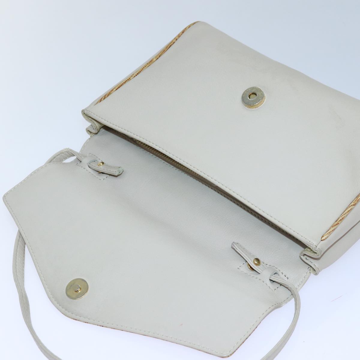 CELINE Hand Bag Leather Beige Auth bs16776