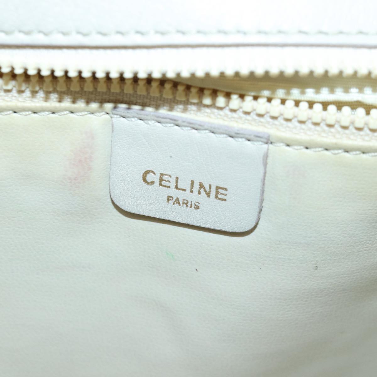 CELINE Hand Bag Leather Beige Auth bs16776