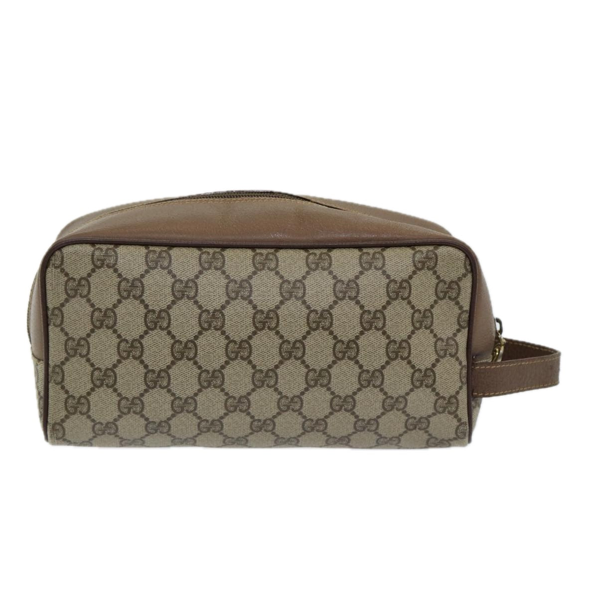 GUCCI GG Canvas Clutch Bag PVC Leather Beige Auth bs16777 - 0