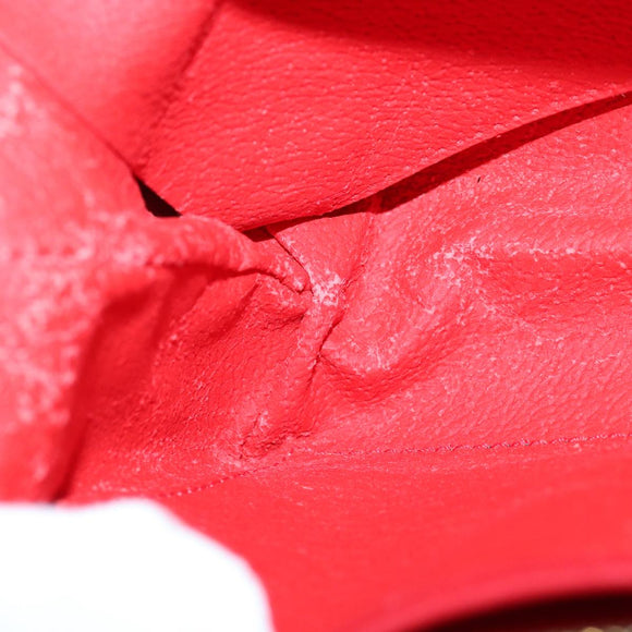 CELINE Pouch Leather Red Gold Auth bs16782