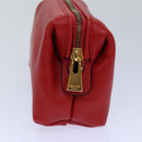 CELINE Pouch Leather Red Gold Auth bs16782-3
