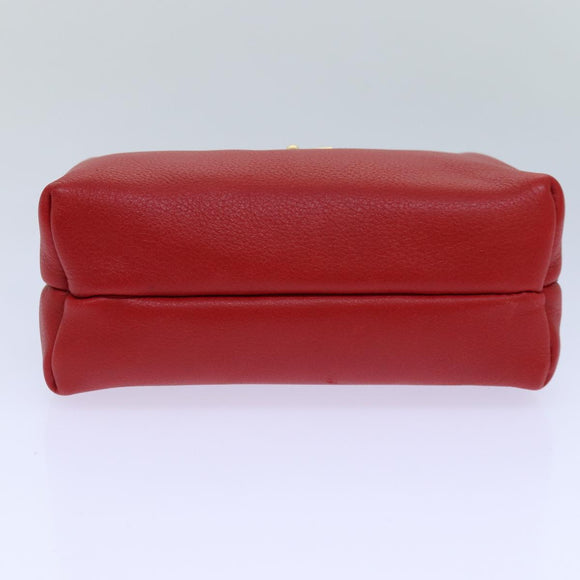 CELINE Pouch Leather Red Gold Auth bs16782