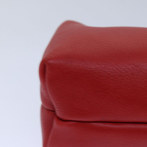 CELINE Pouch Leather Red Gold Auth bs16782
