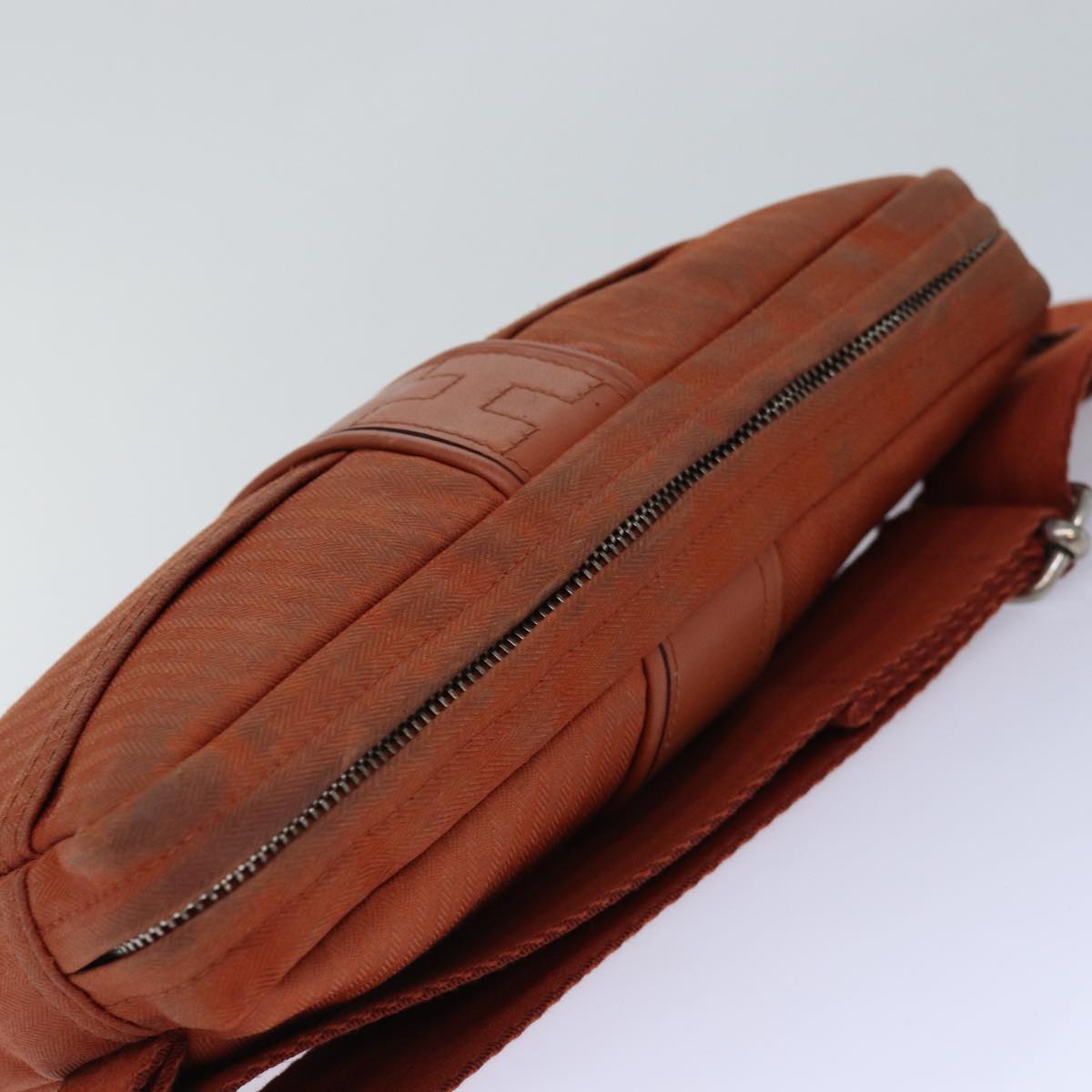 HERMES Akapu Luco Body Bag Leather Canvas Brown Auth bs16785