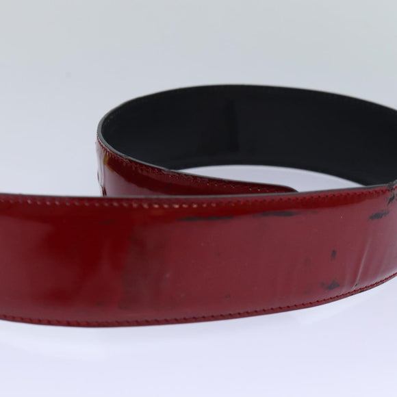 VERSACE Medusa Belt Patent leather 68cn-28.7"""""""" Red Gold Auth bs16787