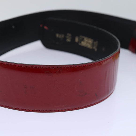 VERSACE Medusa Belt Patent leather 68cn-28.7"""""""" Red Gold Auth bs16787