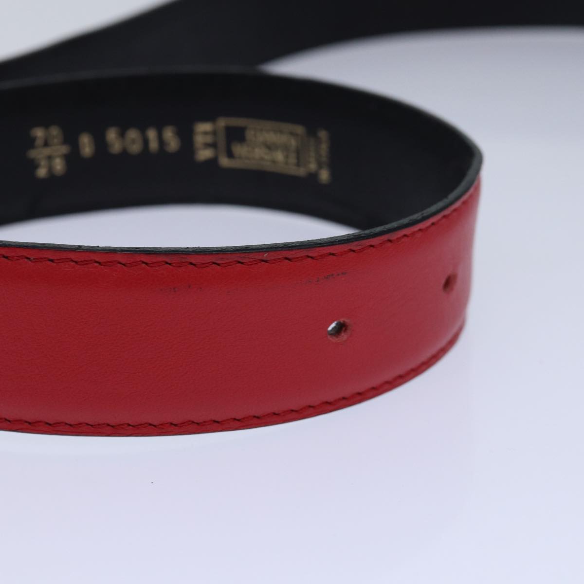 VERSACE Belt Leather metal 26.4""-28.3"" Red Auth bs16788