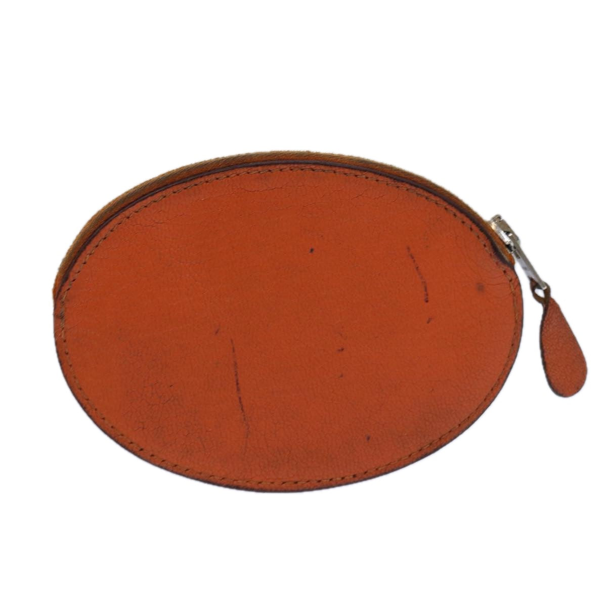 HERMES Evelyn Coin Purse Leather Orange Silver Auth bs16791 - 0