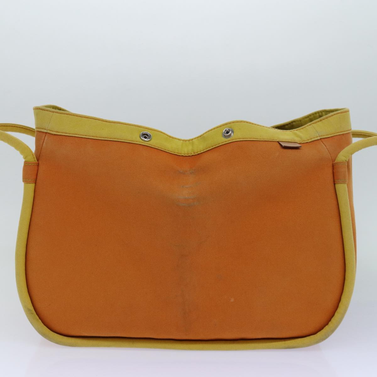 HERMES Sac Baga Shoulder Bag Canvas Orange Yellow Silver Auth bs16794