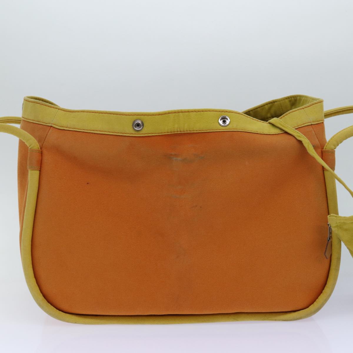 HERMES Sac Baga Shoulder Bag Canvas Orange Yellow Silver Auth bs16794